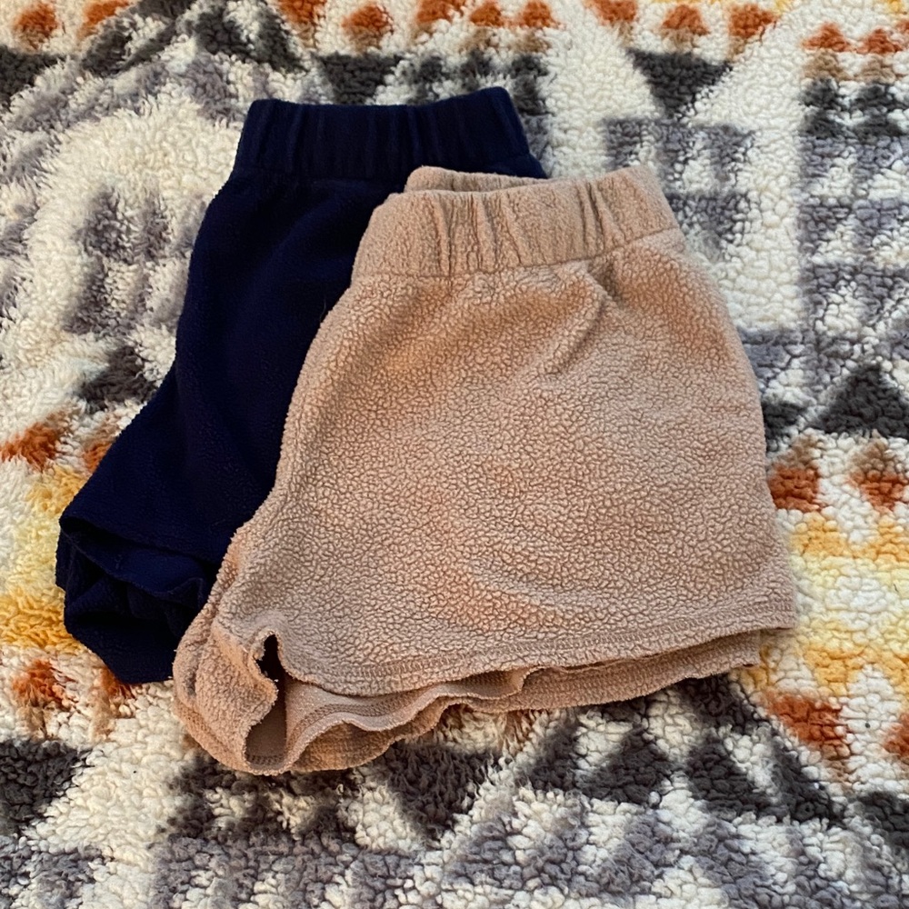 Cozy Fleece Shorts - Navy and Tan